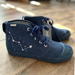 BANGS Stargazer Unisex Embroidered High Top Sneakers, Navy White, 8.5W/7M (NWT)